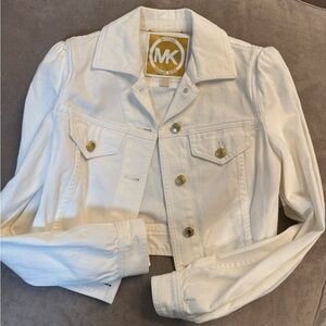 Michael Kors Cream Jean Jacket with Gold Accents